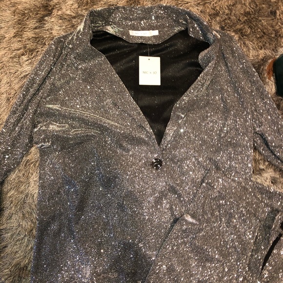 ✨ GLITTER SILVER METALLIC SUIT NIC & JO NWT JR LG - Picture 2 of 5